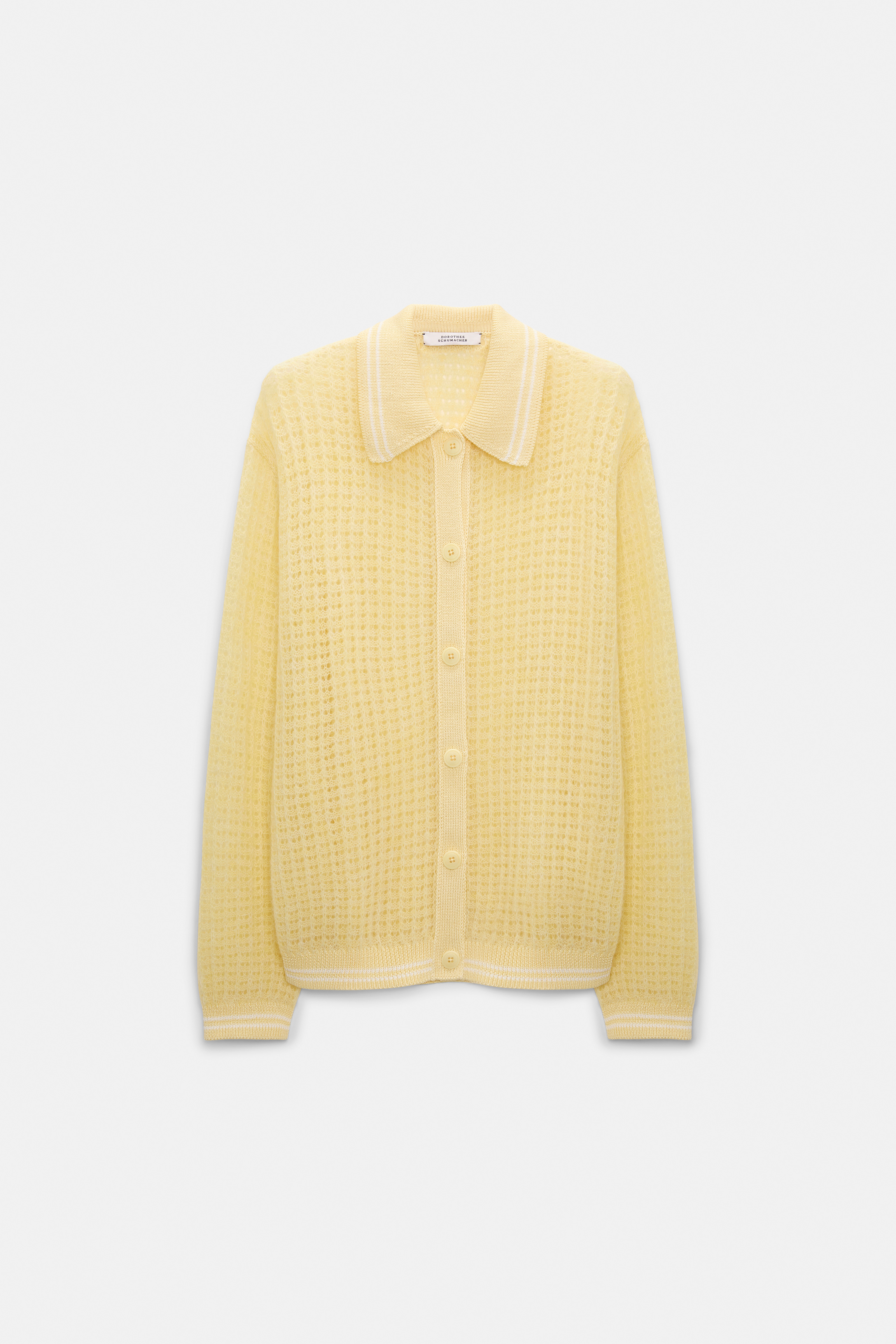 Dorothee Schumacher Open pointelle cardigan with collar citrus
